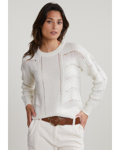 Off white woolen crew neck sweater