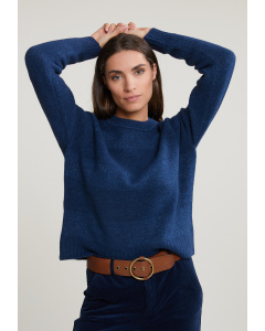 Blue striped crew neck lurex sweater