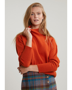 Orange lambswool mock neck sweater