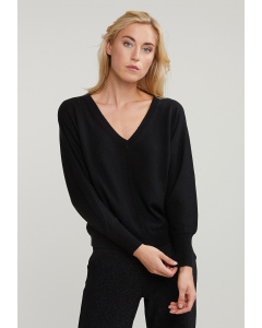 Black V-neck merino sweater