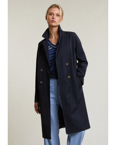 Navy belted buttoned trenchcoat
