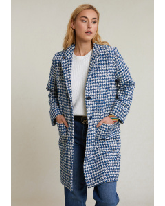 Manteau oversize carreaux bleu/blanc