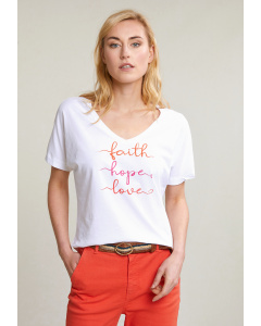 White/orange fantasy T-shirt short sleeves