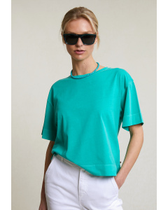 Emerald green loose T-shirt short sleeves