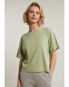 Olive green loose T-shirt short sleeves