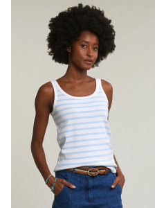 Off white/blue striped basic top