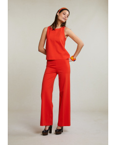 Coral red classic pants elastic waist