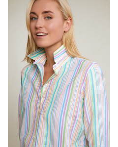 Multi long striped buttoned blouse