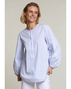 Blauw/wit gestreepte blouse pofmouwen