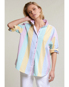 Multi loose buttoned striped blouse