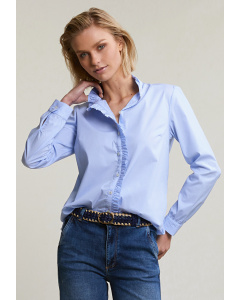 Blue ruffled blouse
