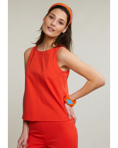 Coral red sleeveless top open back