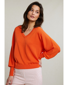 Orange V-neck sweater long sleeves