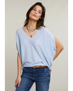 Ice blue soft sleeveless V-neck sweater