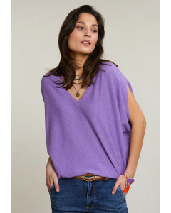 Purple soft sleeveless V-neck sweater