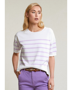Off white/lila striped sweater short sleeves