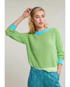 Green/blue crew neck sweater long sleeves