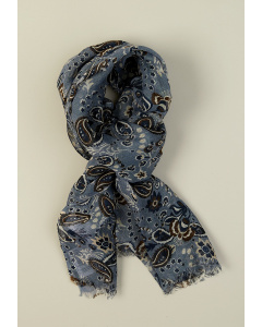 Linen paisley scarf denim mix