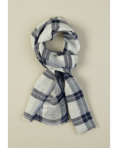 Linen checked scarf natural