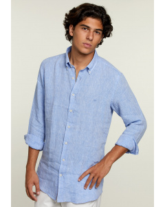 Custom fit linen shirt palace blue