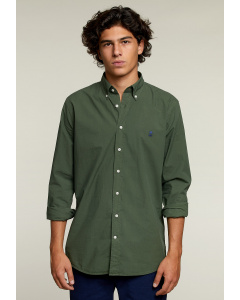 Custom fit poplin shirt in khaki