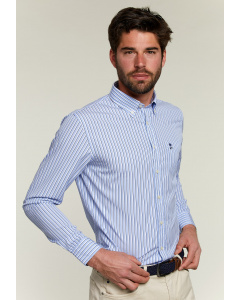 Custom fit striped shirt blue