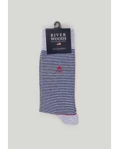 Katoenen gestreepte sokken lt grey mix/indigo