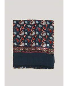 Brown/red woolen paisley scarf for men