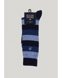 Long striped cotton socks admiral/dk jeans mix