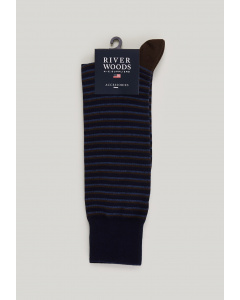Long striped cotton socks admiral/espresso