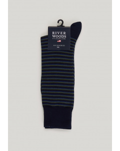Long striped cotton socks admiral/kaki