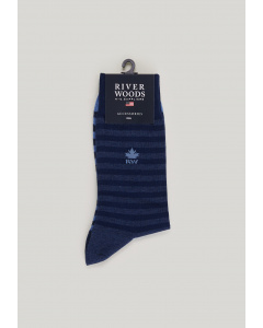 Striped cotton socks storm blue