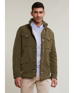 Fancy buttoned jacket applied pockets khaki