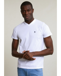 Slim fit basic pima cotton V-neck T-shirt white
