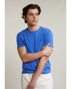 T-shirt ajusté basique coton pima col rond evening blue