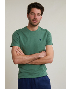 T-shirt ajusté basique coton pima col rond island green mix
