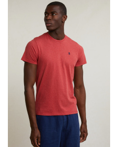 T-shirt ajusté basique coton pima col rond scarlet mix