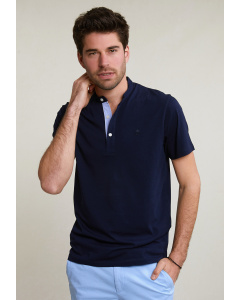 Custom fit cotton T-shirt short sleeves navy
