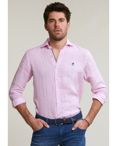 Custom fit linen shirt pink