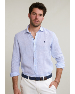 Custom fit linen shirt blue