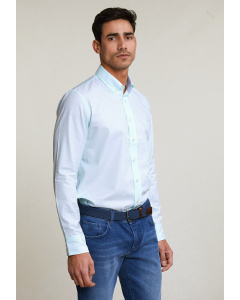 Custom fit uni cotton shirt green
