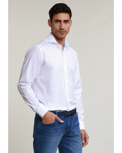 Custom fit uni cotton shirt white