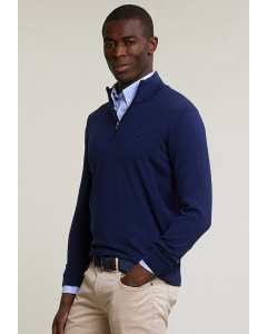 Custom fit basic merino sweater dk royal blue mix