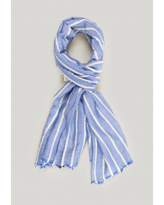 Blue striped cotton scarf