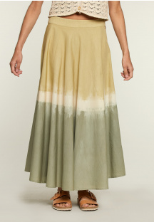 Long tie &#38; dye cotton skirt