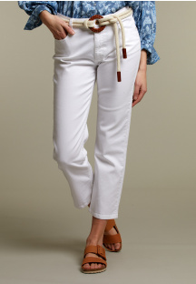 White cropped cotton pants