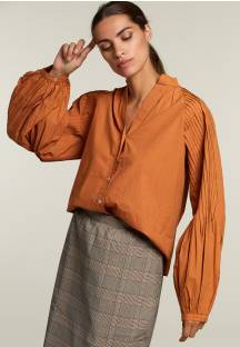 Brown blouse balloon sleeves