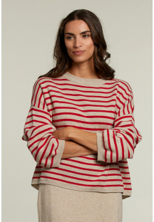 Red/beige striped sweater