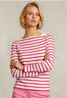 White/pink striped T-shirt