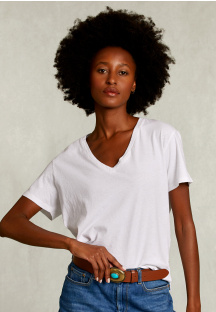 Witte basic V-hals T-shirt